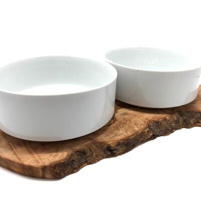 Feeding station RUSTY (2 x 1.5 liter porcelain bowl) for food & water