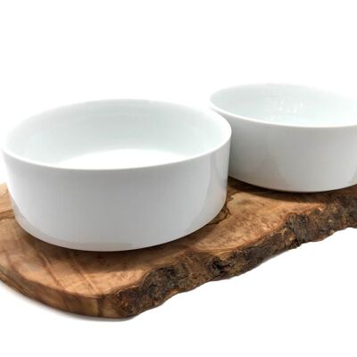 Feeding station RUSTY (2 x 1.5 liter porcelain bowl) for food & water