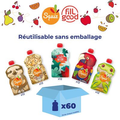 GRANEL - Caja de 60 botellas de compota reutilizables - SQUIZ - Sin embalaje