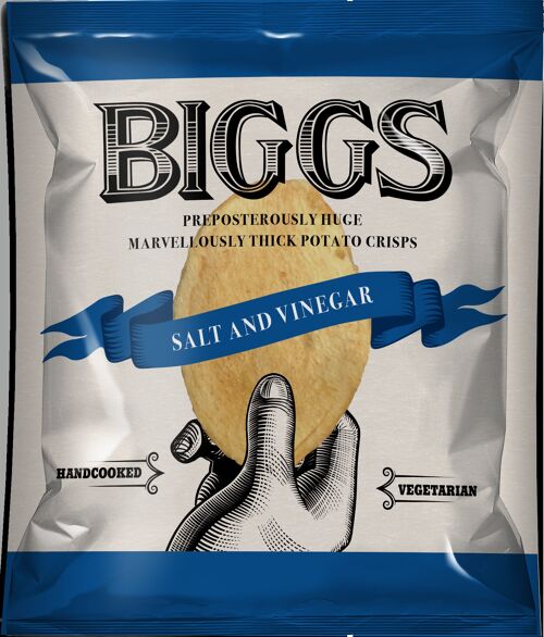 BIGGS Salt & Malt Vinegar Potato Crisps 60g or 2.1oz Bags 10 per box