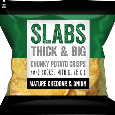 SLABS BIG & THICK Cheese & Onion CRISPS 80g or 2.8oz bags 14 per box