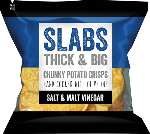 SLABS BIG & THICK Salt & Vinegar CRISPS 80g or 2.8oz bags 14 per box