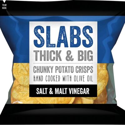 SLABS BIG & THICK Salt & Vinegar CRISPS 80g or 2.8oz bags 14 per box