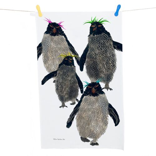 Rockhopper Penguins Tea Towel