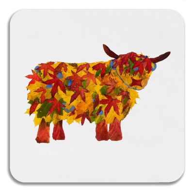 Sottobicchiere a foglia quadrata Highland Cow