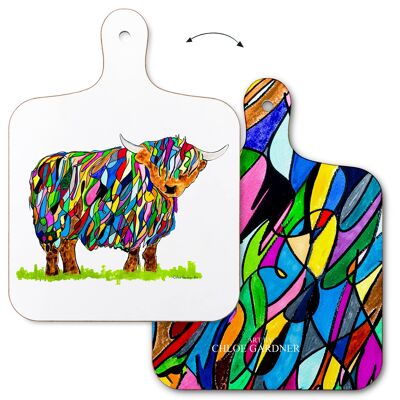 Kleines Bright Highland Cow Schneidebrett