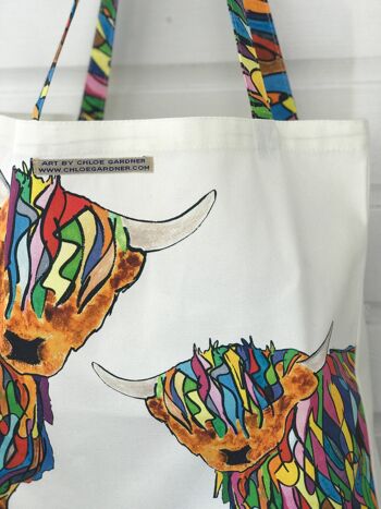 Grand sac à provisions Bright Highland Cow & Baby 2