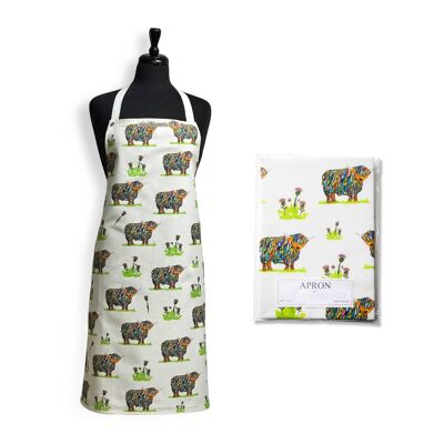 PRE ORDER FOR SEPTEMBER -Bright Highland Cow & Thistle Apron