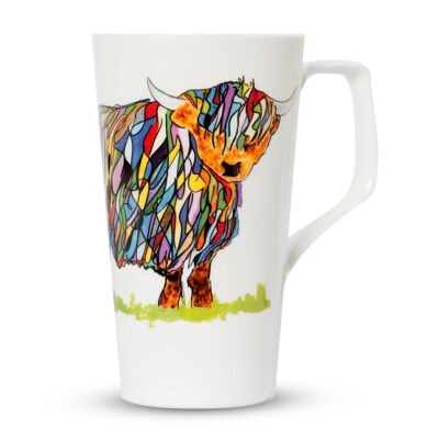 Taza LATTE en forma de cono Bright Highland Cow