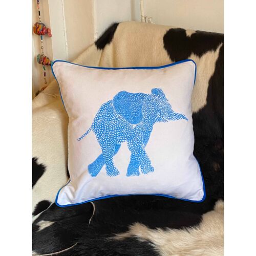 Fluorescent Blue Elephant Square Cushion