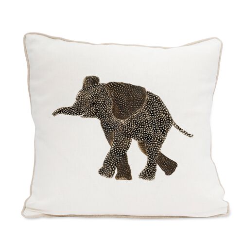 Elephant Square Cushion - Natural Piping