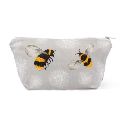 Bienen & weiße Federblumen Kulturtasche