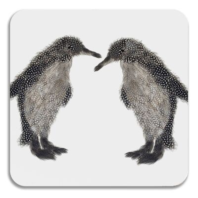 Posavasos cuadrado de pareja de pingüinos