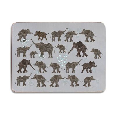 Set de Table Éléphants Oblongs sur Gris