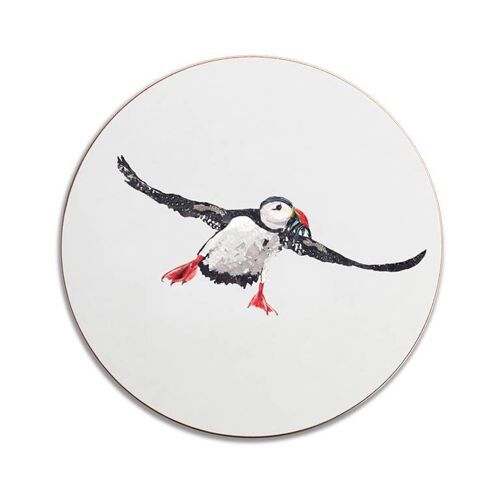 Round Flying Puffin Coaster