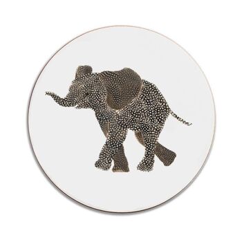 Dessous de verre rond éléphant