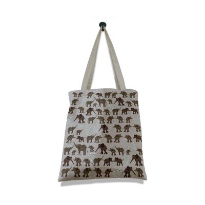 Kleine Elefanten auf grauer Tasche