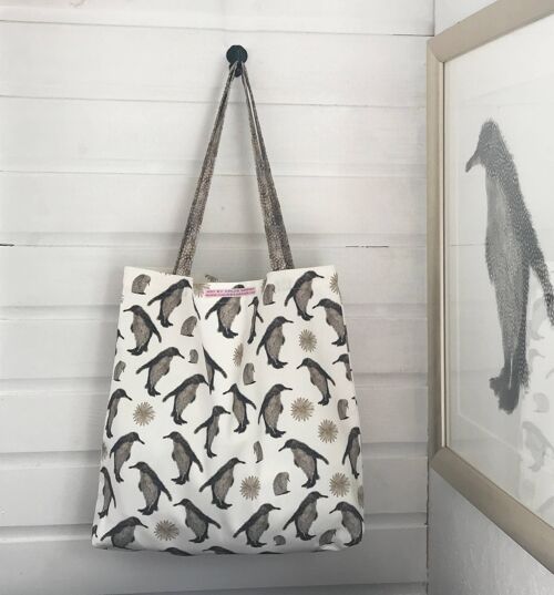 Large Penguin Repeat Bag with Feathery Handles