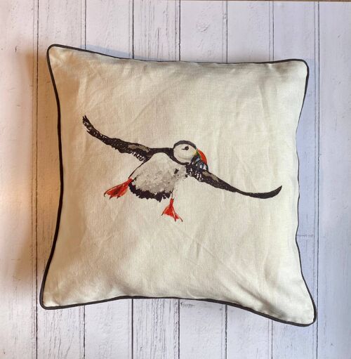 Flying Puffin Square Cushion