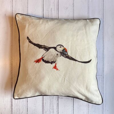 Flying Puffin Square Cushion