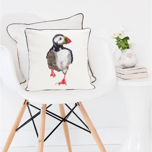 Running Puffin Square Cushion