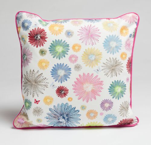 Colourful Feather Rounds Square Cushion