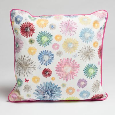 Colourful Feather Rounds Square Cushion