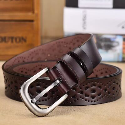 Ceinture en cuir véritable pour femmes | disponible en 5 couleurs | Boucle en acier inoxydable | longueur 105-115cm | paquet 20 pièces | 4 de chaque couleur