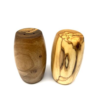 Set of 2 salt and pepper shakers FASS made of olive wood