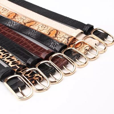 Cinturones de piel sintética con estampado de serpiente | con hebilla dorada | en 8 bonitos estampados | tamaño 105cm | paquete 24 piezas = 3 por color