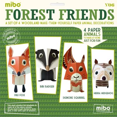 Animali di carta degli amici della foresta