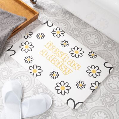 Alfombrilla de baño antideslizante Fresh As A Daisy White Stone