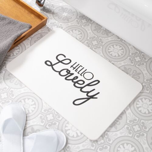 Hello Lovely White Stone Non Slip Bath Mat