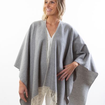 Poncho deia court gris perle