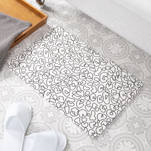 Leopard Outlines White Stone Non Slip Bath Mat