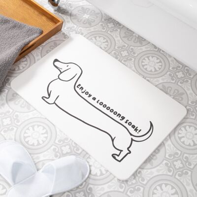 Alfombrilla de baño antideslizante de piedra blanca Dachshund