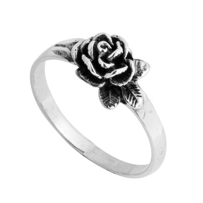 Belle bague fleur rose en argent