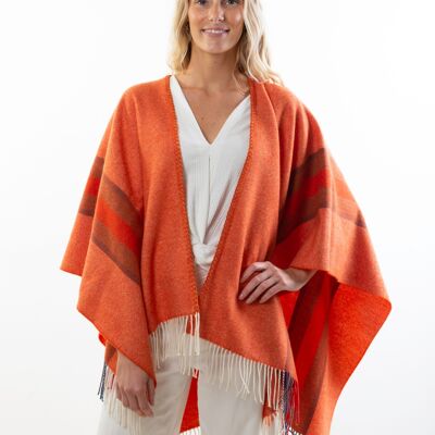 Poncho deia long orange rayé