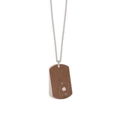 Collar Yuno "As de Picas" | joyas de madera | Joyas para hombres | nuez de madera