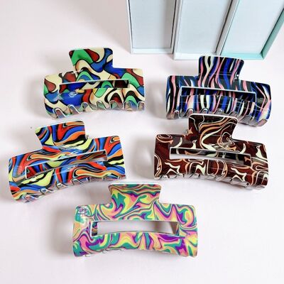 Colorful Printed Geometric Claw Clip