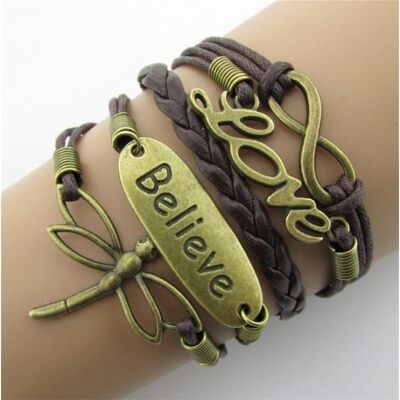 Believe Dragonfly LOVE Multi-Strand Bracelet