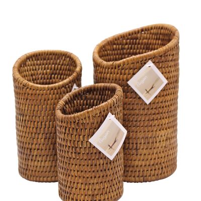 Set of 3 honey-colored multi-use jars