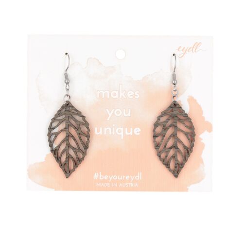 Ohrringe Liara "Leaves" | Holzschmuck | Holz Eiche Grau