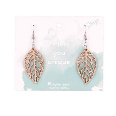 Boucles d'oreilles Liara "Feuilles" | bijoux en bois | Bois de chêne clair