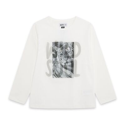 Weißes Strick-T-Shirt für Mädchen Wild Soul - KG03T306W1