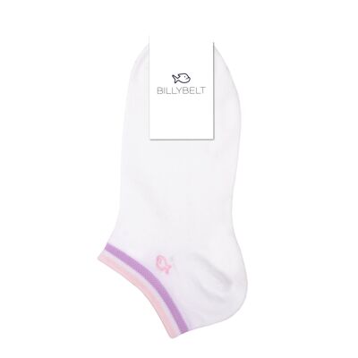 Plain combed cotton socks - White and pink