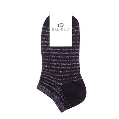 Schwarze Socken mit silbernen Streifen