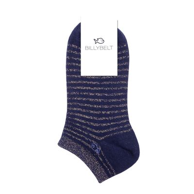 Navy gold striped socks