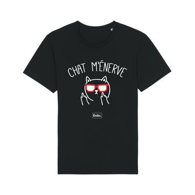 TSHIRT NOIR CHAT MAKES ME angry