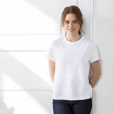 Tee shirt Colberte Lin / Coton Blanc